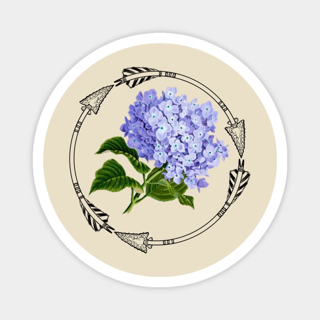 Hydrangeas and Arrows Magnet by RK Holliday Store